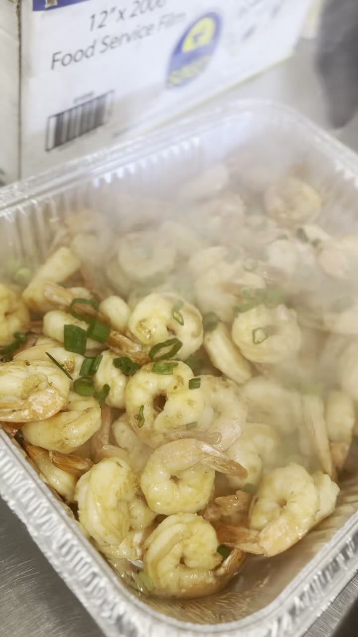 A tray of hibachi shrimp